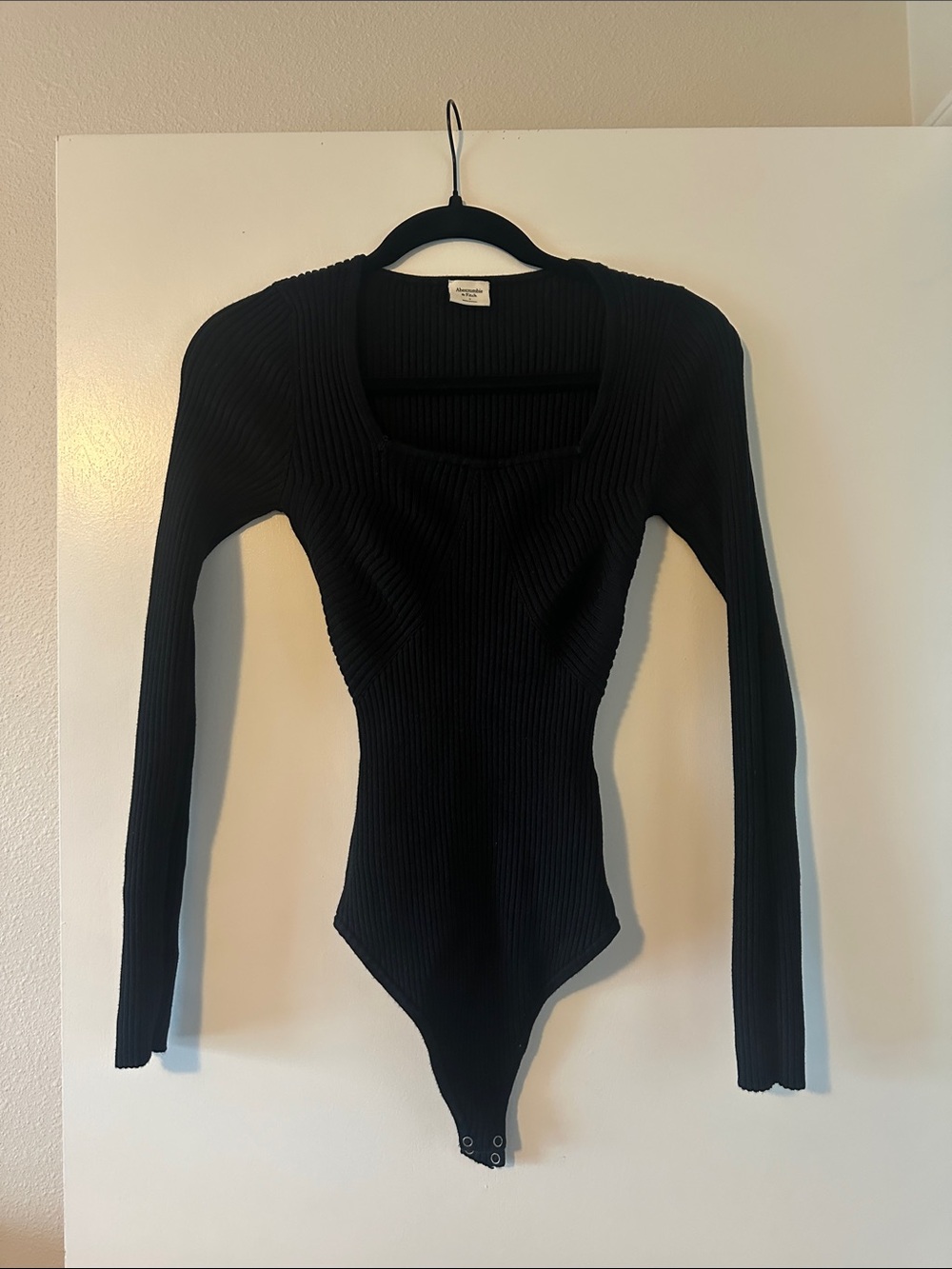 Abercrombie Black Ribbed Sweater Long-Sleeve Bodysuit